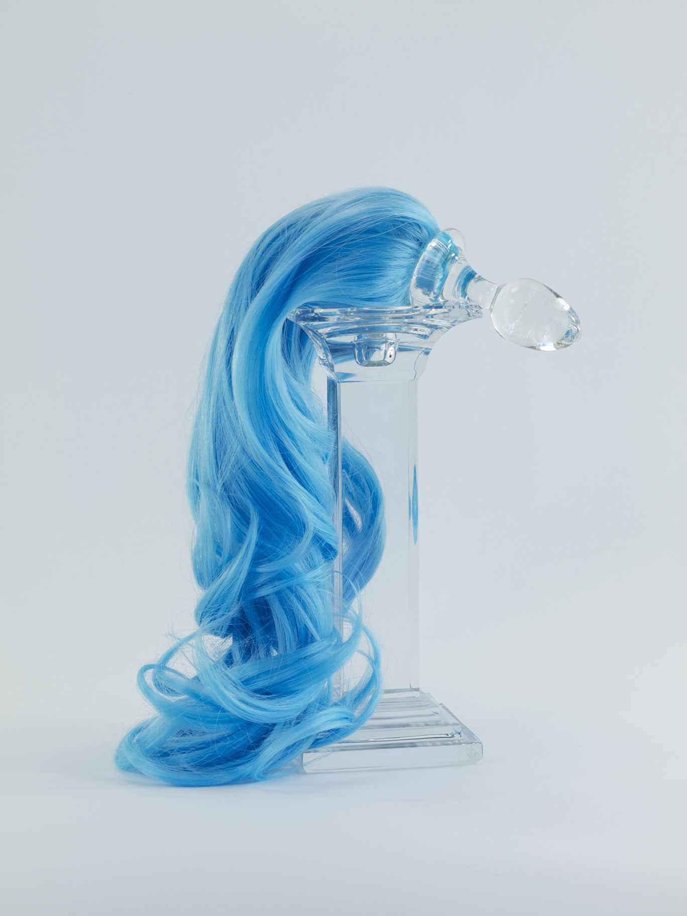 Colorful Pony Tail Clear Glass Anal Plug