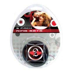 3 Pack Black Nitrile Cock Rings - 3 Sizes