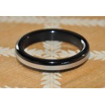 Black Stainless Steel Cock Ring with Silver Band