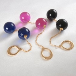 Double Crystal Orbs Gold Jewelry