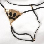 Fan Shaped Pearl G-String with Penetrating Crystal Orbs