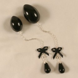 Penetrating Anal Egg Jewelry With Black Pendant for Her