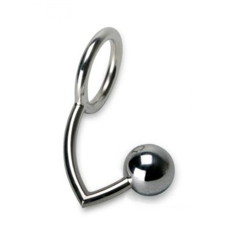 Stainless Steel Cock Ring With Anal Ball