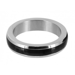 Stainless Steel Cock Ring with Black Band