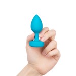 Vibrating Remote Controlled Jewel Plug Small/Med - Aqua Blue