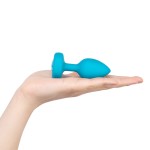 Vibrating Remote Controlled Jewel Plug Small/Med - Aqua Blue