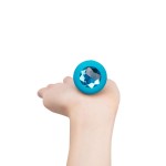 Vibrating Remote Controlled Jewel Plug Small/Med - Aqua Blue