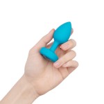 Vibrating Remote Controlled Jewel Plug Small/Med - Aqua Blue