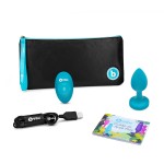 Vibrating Remote Controlled Jewel Plug Small/Med - Aqua Blue
