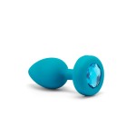 Vibrating Remote Controlled Jewel Plug Small/Med - Aqua Blue