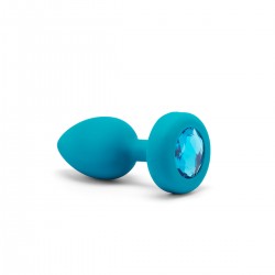 Vibrating Remote Controlled Jewel Plug Small/Med - Aqua Blue