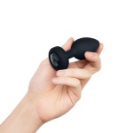 Vibrating Remote Controlled Jewel Plug Med/Large - Black