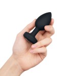 Vibrating Remote Controlled Jewel Plug Med/Large - Black