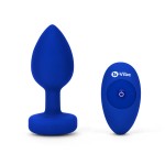 Vibrating Remote Controlled Jewel Plug L/XL - Blue Sapphire