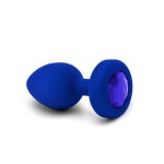 Vibrating Remote Controlled Jewel Plug L/XL - Blue Sapphire