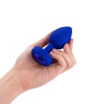 Vibrating Remote Controlled Jewel Plug L/XL - Blue Sapphire