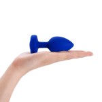 Vibrating Remote Controlled Jewel Plug L/XL - Blue Sapphire