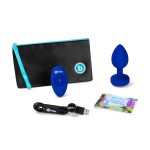Vibrating Remote Controlled Jewel Plug L/XL - Blue Sapphire