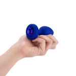 Vibrating Remote Controlled Jewel Plug L/XL - Blue Sapphire