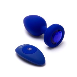 Vibrating Remote Controlled Jewel Plug L/XL - Blue Sapphire