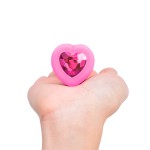 Vibrating Remote Controlled Jeweled Heart Plug Small/Med - Pink Topaz