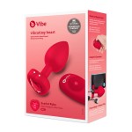 Vibrating Remote Controlled Jeweled Heart Plug Medium/Large Scarlet Ruby
