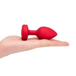 Vibrating Remote Controlled Jeweled Heart Plug Medium/Large Scarlet Ruby