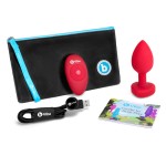 Vibrating Remote Controlled Jeweled Heart Plug Medium/Large Scarlet Ruby