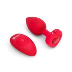 Vibrating Remote Controlled Jeweled Heart Plug Medium/Large Scarlet Ruby