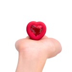 Vibrating Remote Controlled Jeweled Heart Plug Medium/Large Scarlet Ruby