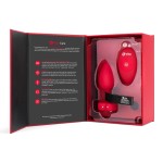 Vibrating Remote Controlled Jeweled Heart Plug Medium/Large Scarlet Ruby