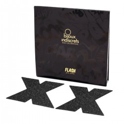 Flash Glitter Pasties - Cross X Black