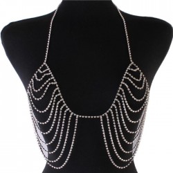 Silver Rhinestone Drop Bra Body Chain Jewelry
