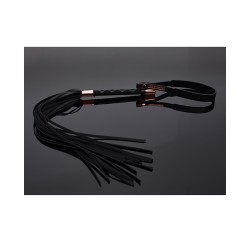 Pleasure Collection Rose Gold Matte Black Faux Leather Whip