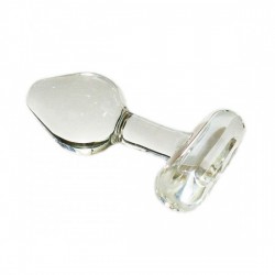 Crystal-T Clear Glass Anal Plug with T Handle