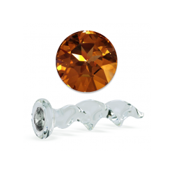 Clear Glass Twist Dildo with Crystal Element