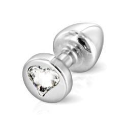 Diogol Anni Heart Silver T1 Anal Plug 25mm Crystal