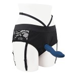 Snuggle Up Dual Motor Blue Strap On Vibe with Harness
