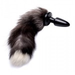 Bushy Grey Fox Tail Anal Plug