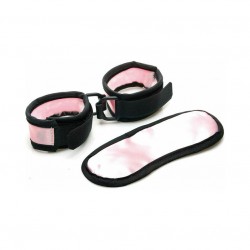 Sex Kitten Mask & Cuff Set in Pink Satin 