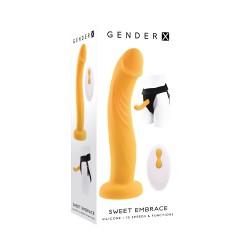 Sweet Embrace Rechargeable Remote-Controlled Vibrating 7 in. Silicone Dildo and Jock-Style Strap-On Harness Set
