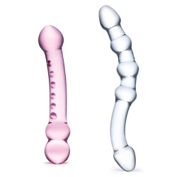 Glas 2-Piece Double Pleasure Glass Dildo Set 