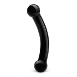5.5" Double Bull Black Glass Dildo