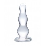 4" Clear Glass Bead Butt Plug 