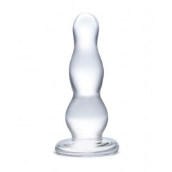 4" Clear Glass Bead Butt Plug 