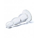 4" Clear Glass Bead Butt Plug 