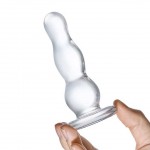 4" Clear Glass Bead Butt Plug 