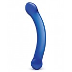6" Curved G-spot Blue Handblown Glass Dildo