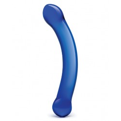 6" Curved G-spot Blue Handblown Glass Dildo