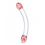 Red Head Handblown Glass Double Dildo